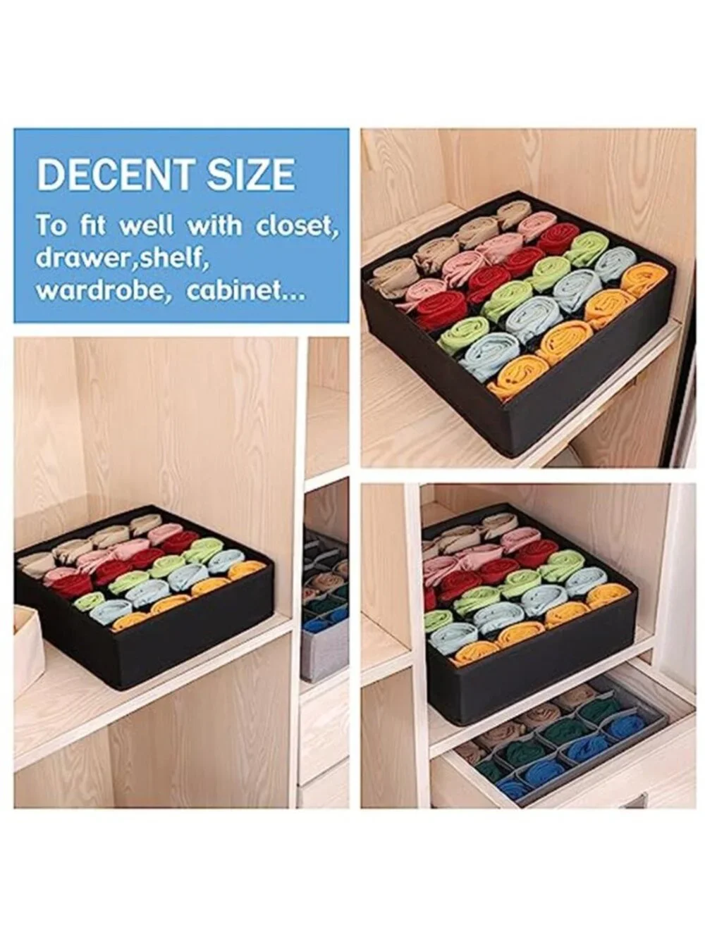 Drawer Organizer Closet Storage Boxes Foldable Underwear Socks Divider 24 Slot